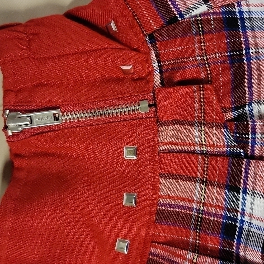 🎓kids Justice School Skirt Sz 6 Red Plaid Skort - Picture 2 of 10